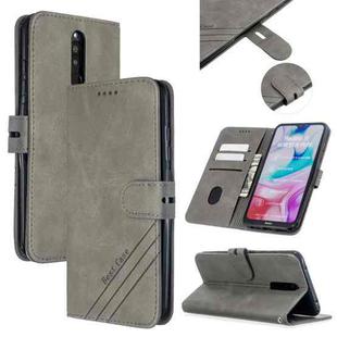 For Xiaomi Redmi 8 / 8A Stitching Style 2-Color Cow Texture Horizontal Flip PU Leather Case with Holder & Card Slot & Lanyard(Gray)