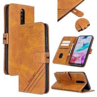 For Xiaomi Redmi 8 / 8A Stitching Style 2-Color Cow Texture Horizontal Flip PU Leather Case with Holder & Card Slot & Lanyard(Yellow)