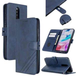 For Xiaomi Redmi 8 / 8A Stitching Style 2-Color Cow Texture Horizontal Flip PU Leather Case with Holder & Card Slot & Lanyard(Blue)