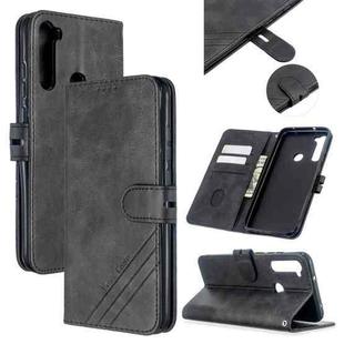 For Xiaomi Redmi Note 8T Stitching Style 2-Color Cow Texture Horizontal Flip PU Leather Case with Holder & Card Slot & Lanyard(Black)