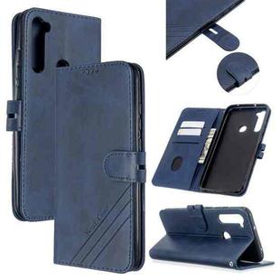 For Xiaomi Redmi Note 8T Stitching Style 2-Color Cow Texture Horizontal Flip PU Leather Case with Holder & Card Slot & Lanyard(Blue)