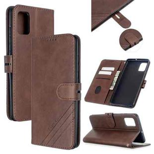 For Galaxy A71 Stitching Style 2-Color Cow Texture Horizontal Flip PU Leather Case with Holder & Card Slot & Lanyard(Brown)