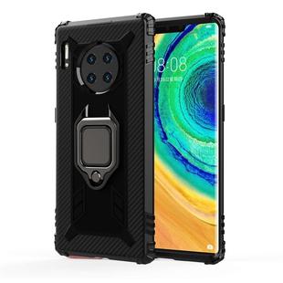 For Huawei Mate 30 Pro Carbon Fiber Protective Case with 360 Degree Rotating Ring Holder(Black)
