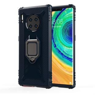 For Huawei Mate 30 Pro Carbon Fiber Protective Case with 360 Degree Rotating Ring Holder(Blue)