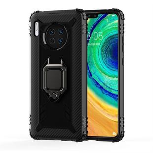 For Huawei Mate 30 Carbon Fiber Protective Case with 360 Degree Rotating Ring Holder(Black)