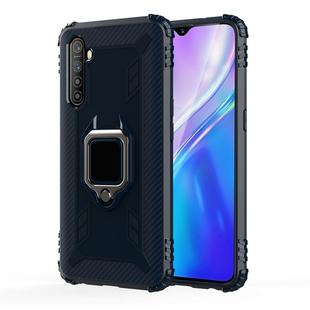For OPPO Realme XT Carbon Fiber Protective Case with 360 Degree Rotating Ring Holder(Blue)
