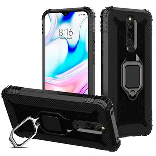 For Xiaomi Redmi 8 Carbon Fiber Protective Case with 360 Degree Rotating Ring Holder(Black)