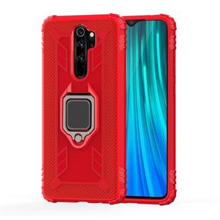 For Xiaomi Redmi Note 8 Pro Carbon Fiber Protective Case with 360 Degree Rotating Ring Holder(Red)