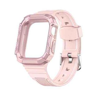 Two-color Integrated Watch Band For Apple Watch Series 7 45mm / 6&SE&5&4 44mm(Pink + Rose Pink Frame)