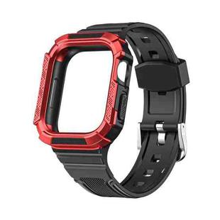 Two-color Integrated Watch Band For Apple Watch Series 7 45mm / 6&SE&5&4 44mm(Black + Red Frame)