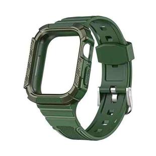 Two-color Integrated Watch Band For Apple Watch Series 7 45mm / 6&SE&5&4 44mm(Alfalfa + GreenFrame)