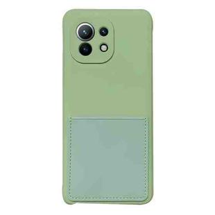 For Xiaomi Mi 11 Liquid Silicone Skin Feel Shockproof Phone Case with Card Slot(Green)