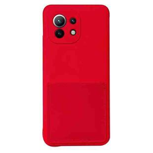 For Xiaomi Mi 11 Liquid Silicone Skin Feel Shockproof Phone Case with Card Slot(Red)