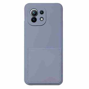 For Xiaomi Mi 11 Liquid Silicone Skin Feel Shockproof Phone Case with Card Slot(Lavender Grey)