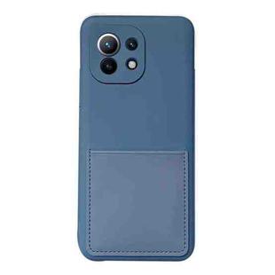 For Xiaomi Mi 11 Liquid Silicone Skin Feel Shockproof Phone Case with Card Slot(Blue)