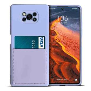 For Xiaomi Poco X3 / Poco X3 NFC Liquid Silicone Skin Feel Shockproof Phone Case with Card Slot(Light Purple)