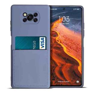 For Xiaomi Poco X3 / Poco X3 NFC Liquid Silicone Skin Feel Shockproof Phone Case with Card Slot(Lavender Grey)
