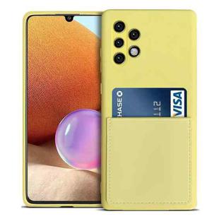 For Samsung Galaxy A32 4G Liquid Silicone Skin Feel Shockproof Phone Case with Card Slot(Yellow)