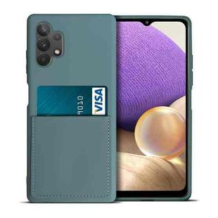 For Samsung Galaxy A32 5G Liquid Silicone Skin Feel Shockproof Phone Case with Card Slot(Dark Green)