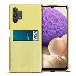 For Samsung Galaxy A32 5G Liquid Silicone Skin Feel Shockproof Phone Case with Card Slot(Yellow)