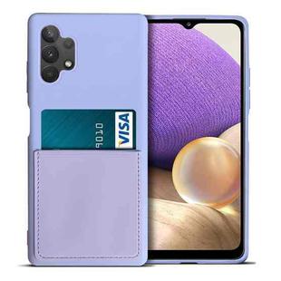 For Samsung Galaxy A32 5G Liquid Silicone Skin Feel Shockproof Phone Case with Card Slot(Light Purple)