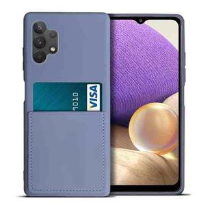 For Samsung Galaxy A32 5G Liquid Silicone Skin Feel Shockproof Phone Case with Card Slot(Lavender Grey)