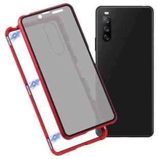 For Sony Xperia 10 III Anti-peeping Magnetic Double-sided Tempered Glass Phone Case(Red)
