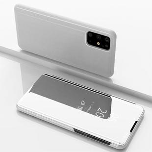 For Galaxy S20+ Plated Mirror Horizontal Flip Leather Case with Holder(Silver)