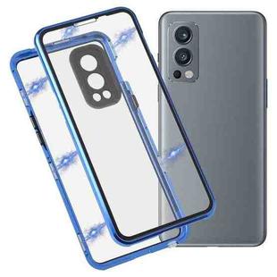 For OnePlus Nord 2 5G Full Cover Magnetic Metal Tempered Glass Phone Case(Blue)