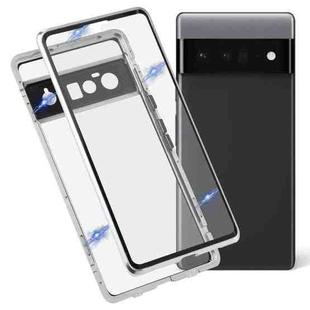 For Google Pixel 6 Pro HD Magnetic Metal Tempered Glass Phone Case(Silver)