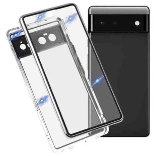 For Google Pixel 6 HD Magnetic Metal Tempered Glass Phone Case(Silver)