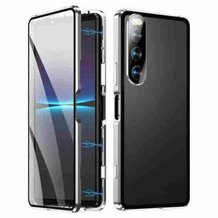 For Sony Xperia 10 III HD Magnetic Metal Tempered Glass Phone Case (Silver)