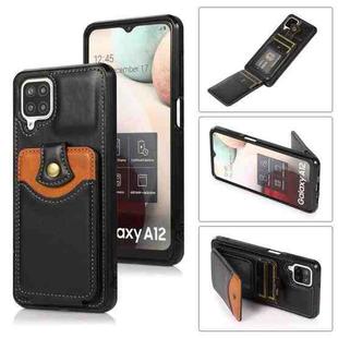For Samsung Galaxy A12 Soft Skin Leather Wallet Bag Phone Case(Black)