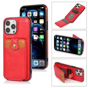 For iPhone 13 Pro Max Soft Skin Leather Wallet Bag Phone Case (Red)