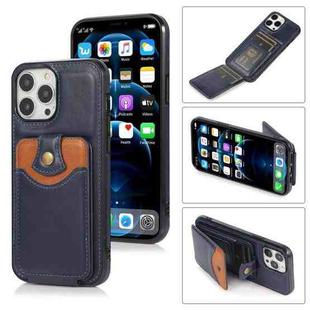 For iPhone 13 Pro Max Soft Skin Leather Wallet Bag Phone Case (Blue)