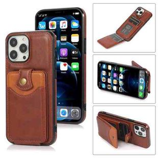 For iPhone 13 Pro Max Soft Skin Leather Wallet Bag Phone Case (Brown)