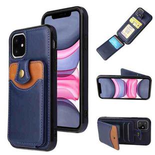 For iPhone 12 Pro Max Soft Skin Leather Wallet Bag Phone Case(Blue)