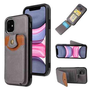 For iPhone 11 Pro Max Soft Skin Leather Wallet Bag Phone Case (Grey)