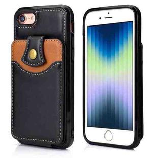 For iPhone SE 2022 / SE 2020 / 8 / 7 Soft Skin Leather Wallet Bag Phone Case(Black)