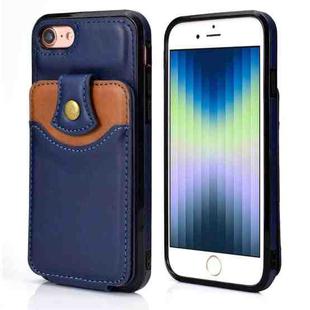 For iPhone SE 2022 / SE 2020 / 8 / 7 Soft Skin Leather Wallet Bag Phone Case(Blue)