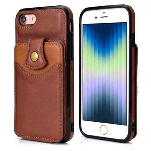 For iPhone SE 2022 / SE 2020 / 8 / 7 Soft Skin Leather Wallet Bag Phone Case(Brown)