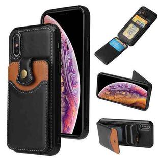 For iPhone XS Max Soft Skin Leather Wallet Bag Phone Case(Black)