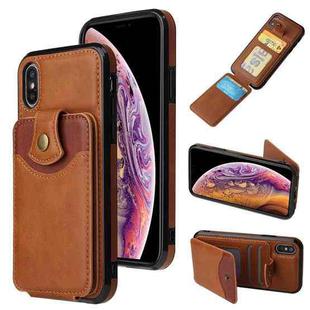 For iPhone XS Max Soft Skin Leather Wallet Bag Phone Case(Brown)