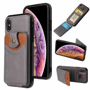 For iPhone X / XS Soft Skin Leather Wallet Bag Phone Case(Grey)