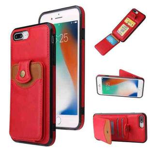 Soft Skin Leather Wallet Bag Phone Case For iPhone 8 Plus / 7 Plus(Red)