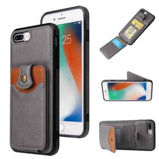 Soft Skin Leather Wallet Bag Phone Case For iPhone 8 Plus / 7 Plus(Grey)