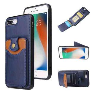 Soft Skin Leather Wallet Bag Phone Case For iPhone 8 Plus / 7 Plus(Blue)