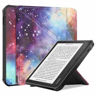 For KOBO Libra2 2021 TPU Multi-folding Leather Tablet Case(Milky Way Nebula)