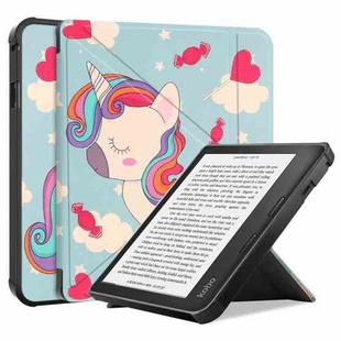 For KOBO Sage 2021 TPU Multi-folding Leather Tablet Case(Unicorn)