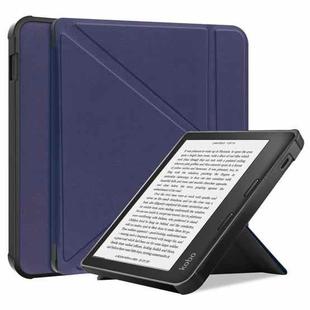 For KOBO Libra2 2021 TPU Multi-folding Leather Tablet Case(Dark Blue)